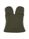 Max Mara Gabardine-weave Cotton Top In Verde Oliva