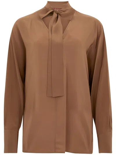 Max Mara 'caco' V-neck Blouse In Brown