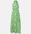 Max Mara Cactus Halterneck Silk Gown In Green