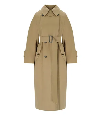 Max Mara Cadine Camel Belted Coat In Multi
