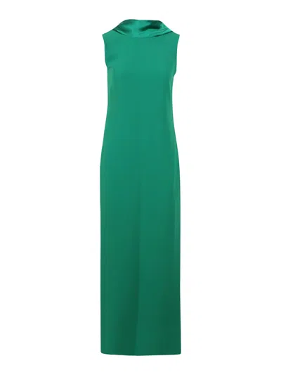 Max Mara Cady Dress With Draped Back In Green