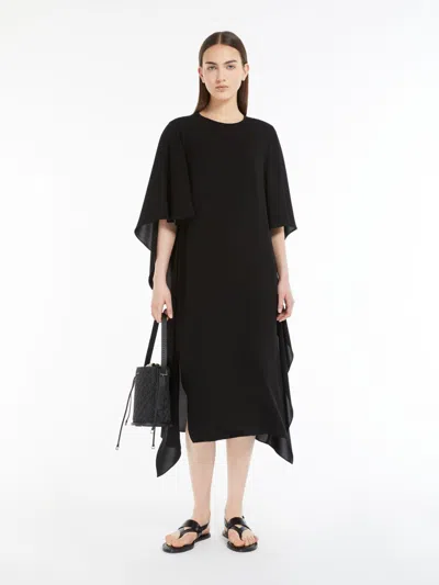 Max Mara Cady Dress With Draping In Black