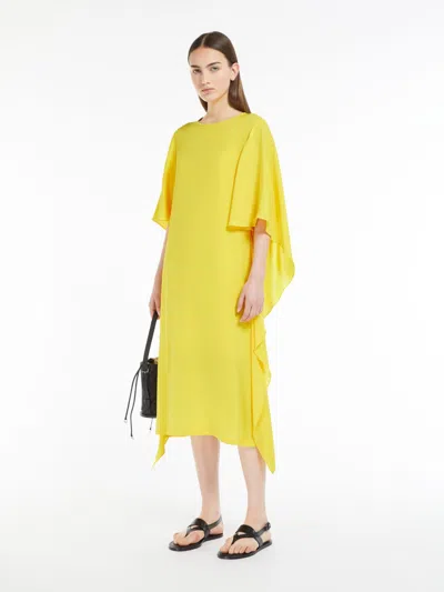 Max Mara Cady Dress With Draping In Yellow
