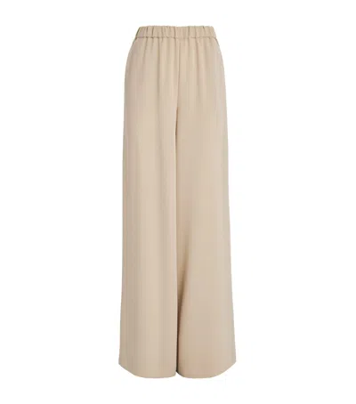 Max Mara Cady Elasticated Wide-leg Trousers In Beige