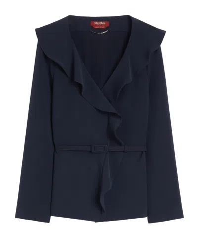 Max Mara Cady Jacket With Ruffle In Blue