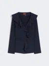 Max Mara Studio Mini Ruffled Cady Jacket With Coordinated Belt In Blue