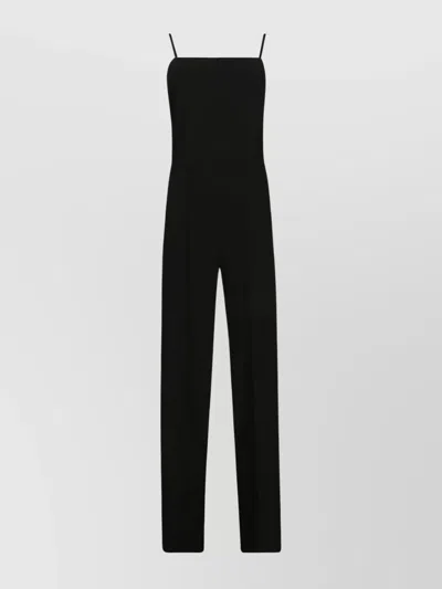 Max Mara Cady Jumpsuit With Satin Panel And Tie Detail In Black