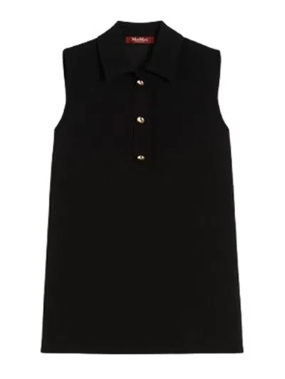 Max Mara Cady Polo Golf Blouse In Black