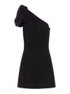 Max Mara One-shoulder Short Jumpsuit In Black Cady In Black