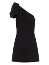 Max Mara One-shoulder Short Jumpsuit In Black Cady In Black