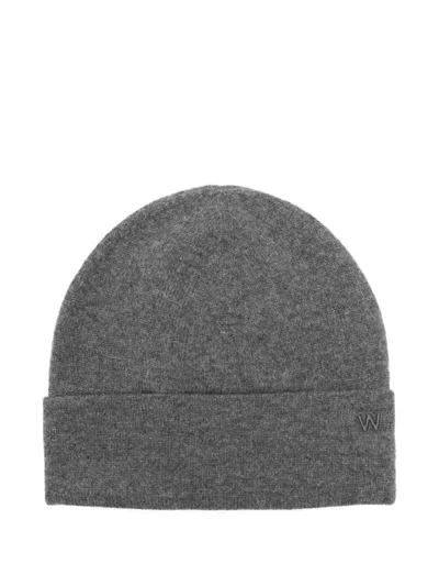 Max Mara Caimanone Logo Beanie Hat In Gray