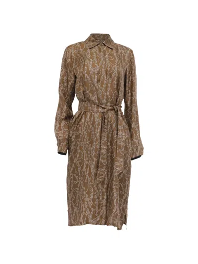 Pre-owned Max Mara Cain-printed Shirt Dress In Brown