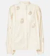 Max Mara Caladio Long-sleeved Shirt With All-over Embroidery In White