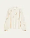 Max Mara Caladio Long-sleeved Shirt With All-over Embroidery In Ivory