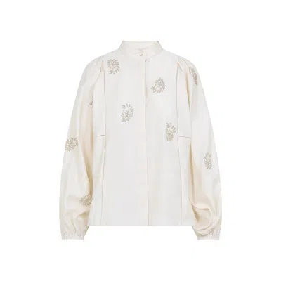 Max Mara Women's Caladio Ricamo Blouse Top In White