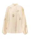 Max Mara Caladio Long-sleeved Shirt With All-over Embroidery In Beige