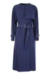Max Mara Calao Long Denim Trench Coat In Blue