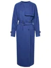 Max Mara Women Canvas Double-breasted Trench Coat In Blue