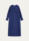 Max Mara Calao Long Denim Trench Coat In Navy