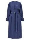 Max Mara Calao Long Denim Trench Coat In Blue