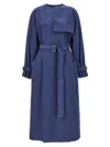 Max Mara Calao Long Denim Trench Coat In Blue