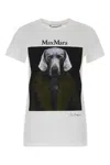 Max Mara Slim Fit Cotton T-shirt With Graphic Print And Contrast Logo In White
