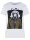 Max Mara Slim Fit Cotton T-shirt With Graphic Print And Contrast Logo In White