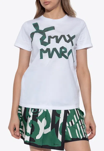 Max Mara Calcio Printed Logo T-shirt In White
