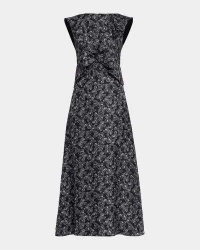 Max Mara Calesse Bow-print Ruffle Backless Midi Dress In Multi