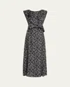 Max Mara Calesse Bow-print Ruffle Backless Midi Dress In Gray