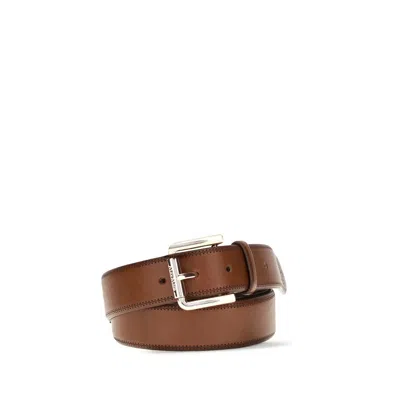 Max Mara Calf Leather Belt In Brown