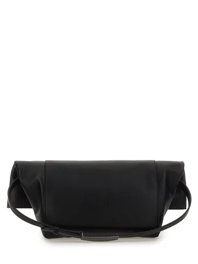 Max Mara Calf Leather Clutch In Black