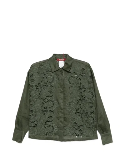 Max Mara Cali Belted Wide-leg Trousers In Green