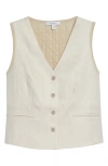 Max Mara Beige Linen And Cable Knit Mxmcalibri Vest In Neutral