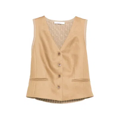 Max Mara Calibri Knitted Waistcoat In Brown