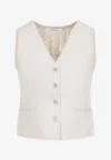 Max Mara Beige Linen And Cable Knit Mxmcalibri Vest In Neutral
