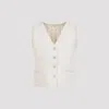 Max Mara Beige Linen And Cable Knit Mxmcalibri Vest In Gray