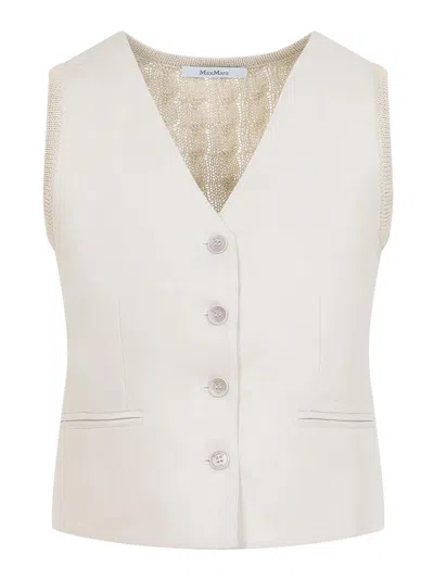 Max Mara Calibri Linen Vest In Neutral