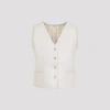 Max Mara Beige Linen And Cable Knit Mxmcalibri Vest In White