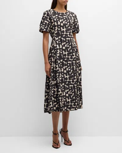 MAX MARA CALLAS ABSTRACT-PRINT SHORT-SLEEVE A-LINE MIDI DRESS