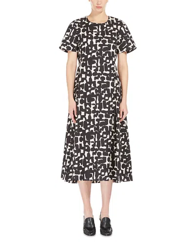 Max Mara Printed Cotton Midi Dress In Ecru