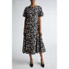 Max Mara Printed Cotton Midi Dress In Ecru