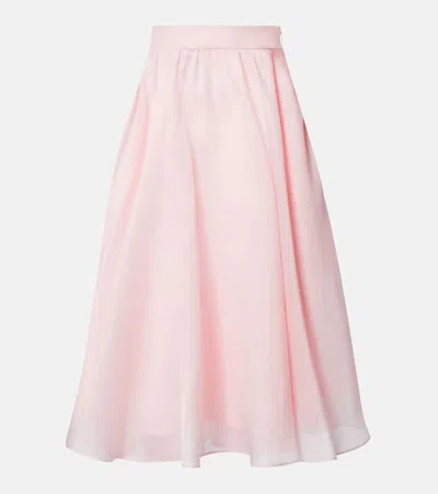 Max Mara Calle Silk Midi Skirt In Pink