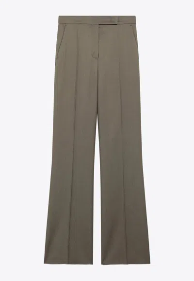 Max Mara Calte Wool Tailored Pants In Brown