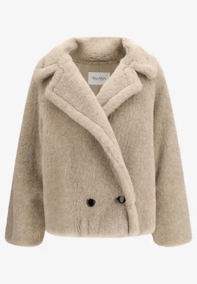 Max Mara Camb Double-breasted Wool-blend Coat In Brown