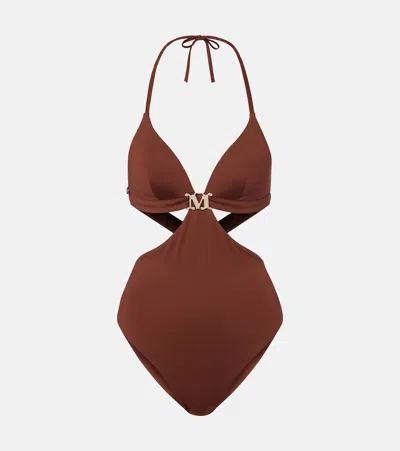 Max Mara Cambra Cutout Swimsuit In Brown