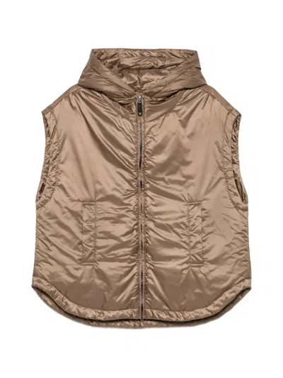Max Mara Cambra Hooded Sleeveless Gilet In Brown