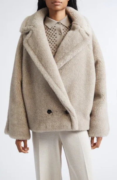 Max Mara Teddy Bear Icon Coat Short Sand In Alpaca And Wool In Multi