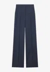 Max Mara Studio Classic Trousers In Blue Virgin Wool In Blue