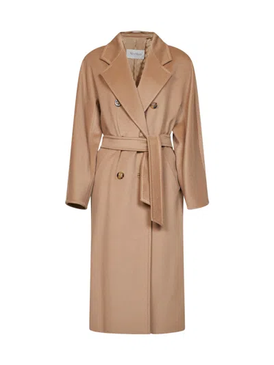 Max Mara Camel 101801 Icon Coat Madame Belted Coat In Brown